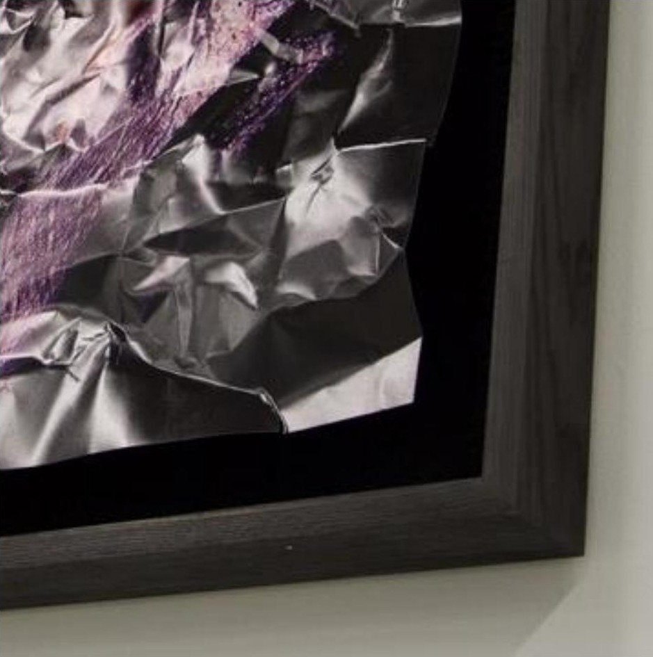 Detail view of Hyperfixated Awakening frame and damaged surface